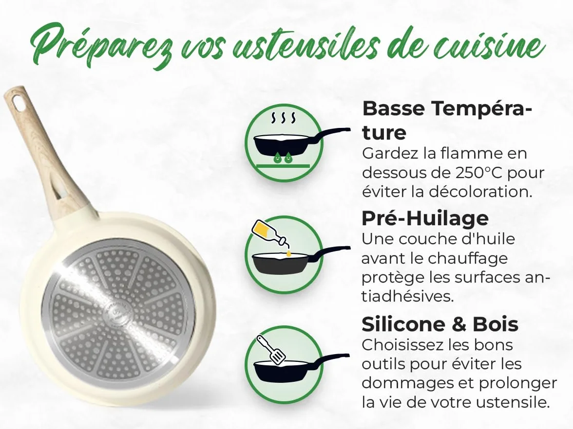 JUST PERFECTO Batteria Pentole e Padelle a Induzione, Set Padelle Antiaderenti Per tutti i piani cottura Batteria di pentole antiaderente 28cm con Coperchi, pentole senza pfoa e ptfe (21 Pcs Biege)