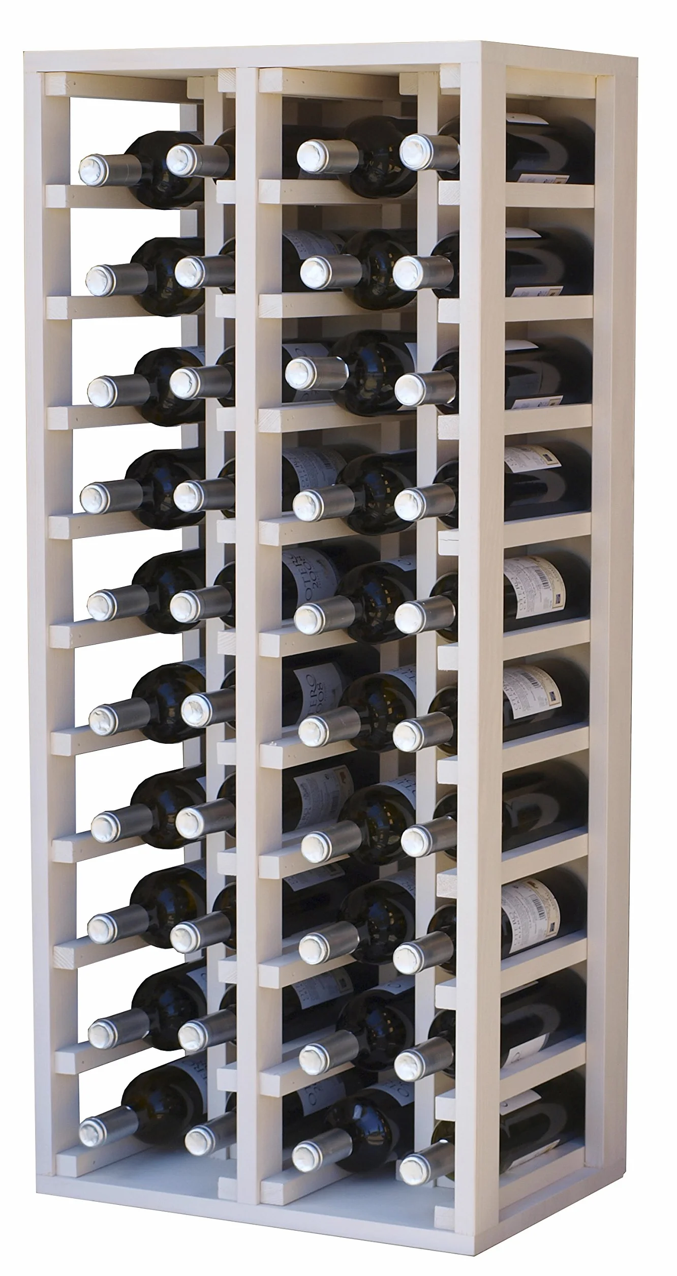 Portabottiglie, 4 Moduli, capacità 40 Bottiglie, Legno, Bianco, 105 x 44 x 32 cm