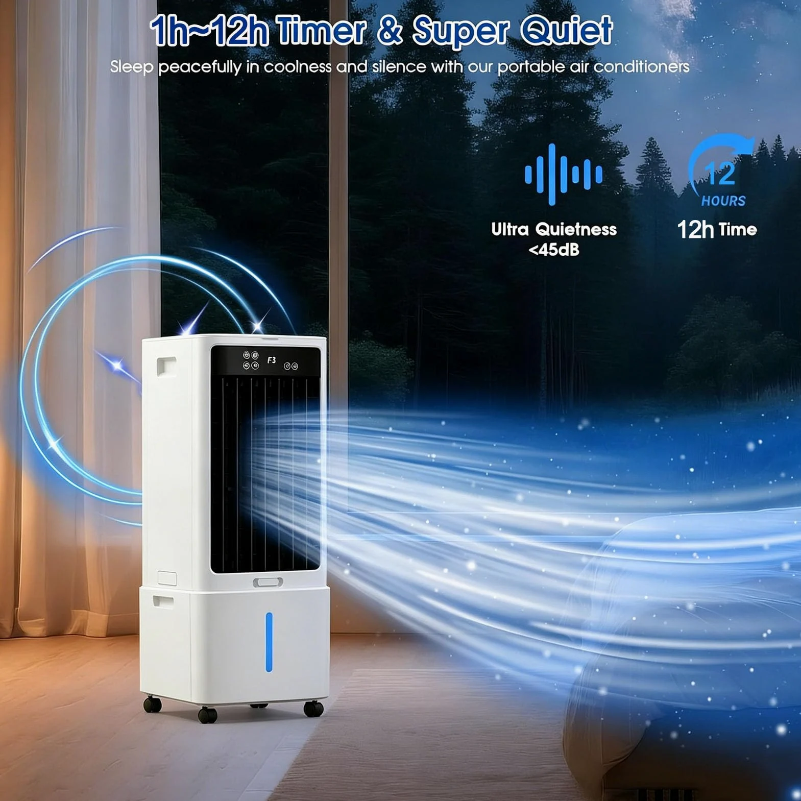 50W con Tanica 12L, Funzione Freddo e Telecomando –, Touch Control e Ionizzatore Telecomando, timer da 12 ore, 3 velocità <45 dB