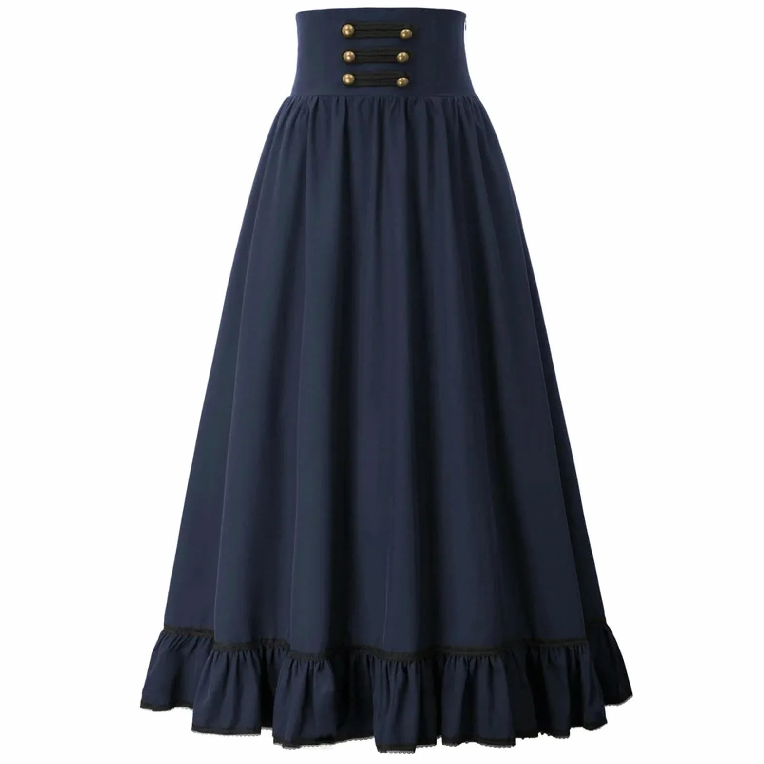 Gonna da Donna Abiti Estivi Gonna Lunga Vita Alta Orlo con Volant Linea ad A Abito da Festa Casual Pieghettato in Vita Elastica Nero M