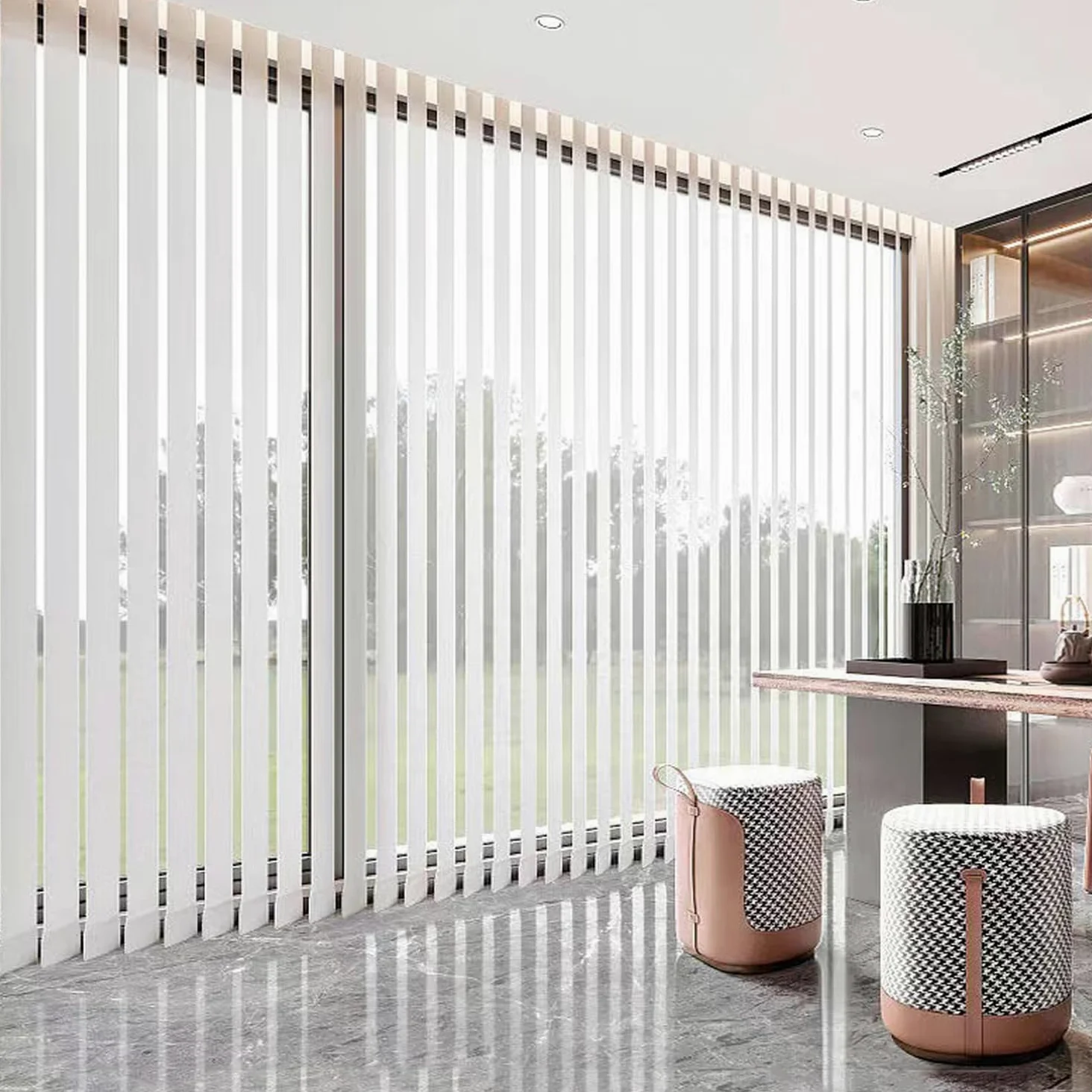 Tende oscuranti verticali – doghe termiche regolabili per finestre, ideali per casa o ufficio, filtraggio della luce, design personalizzabile per uso versatile