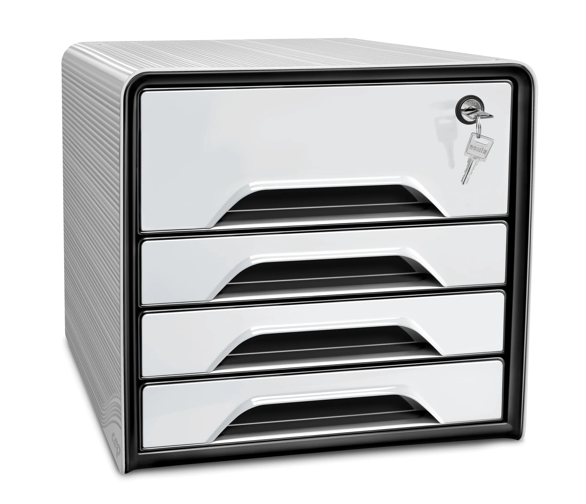 CEP - Schedario smoove Secure, 4 cassetti, bianco/nero