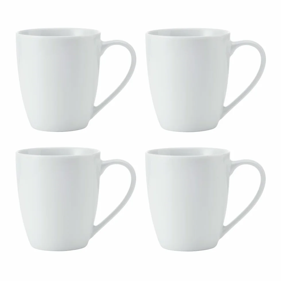 Mikasa Chalk Tazze di porcellana, Set di 4 tazze bianche 380 ml per tè e caffè