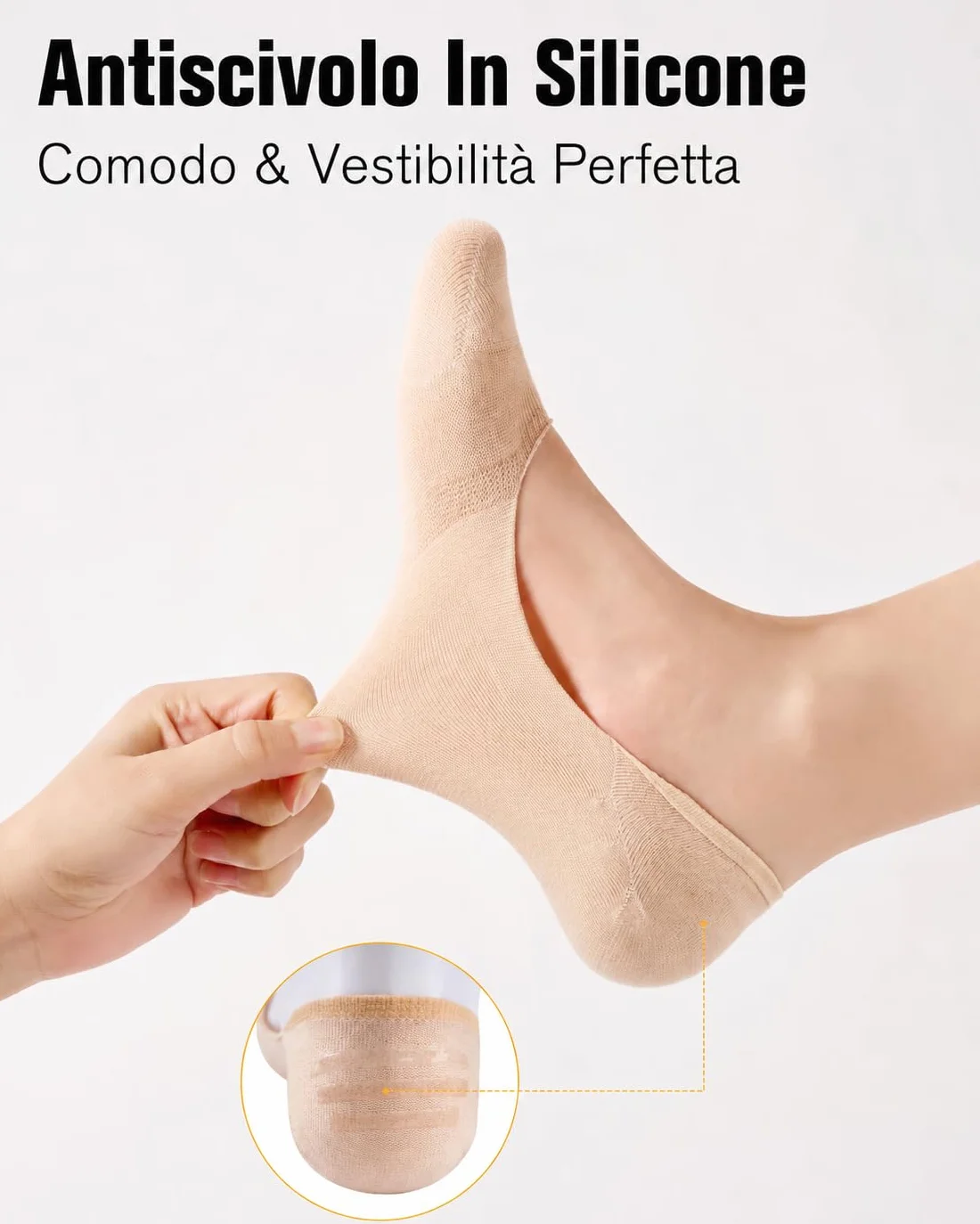Calzini Invisibili Ballerina Bambù Cotone Traspiranti Antiscivolo Donna 8 Paia Taglia 35-42