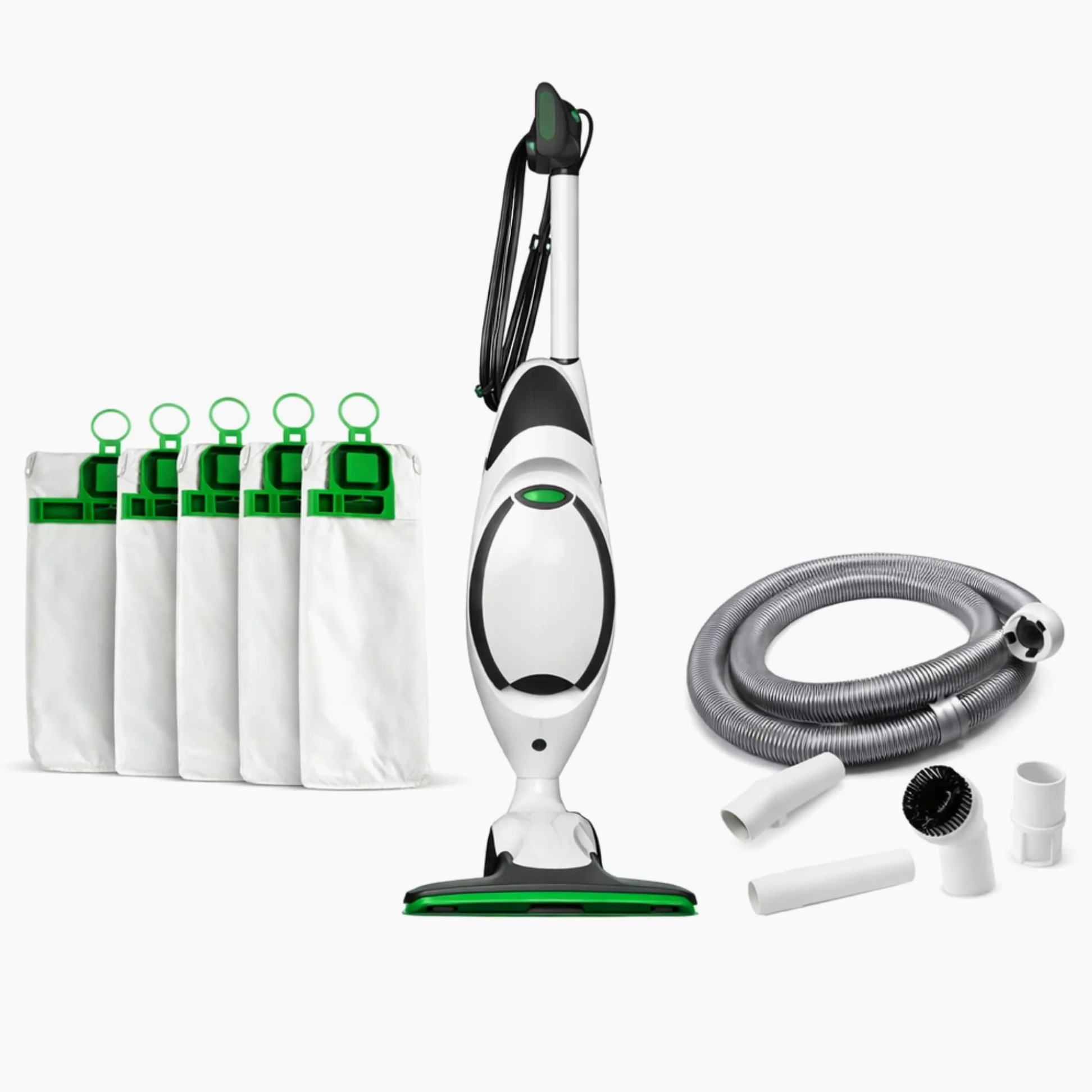 Aspirapolvere Folletto VK150 Nuovo con HD50 + 6 Sacchetti COMPATIBILI + Tubi Con Vari Accessori - Filtro Alta Capacità, Silenzioso, Casa Pulita e Aria Sana