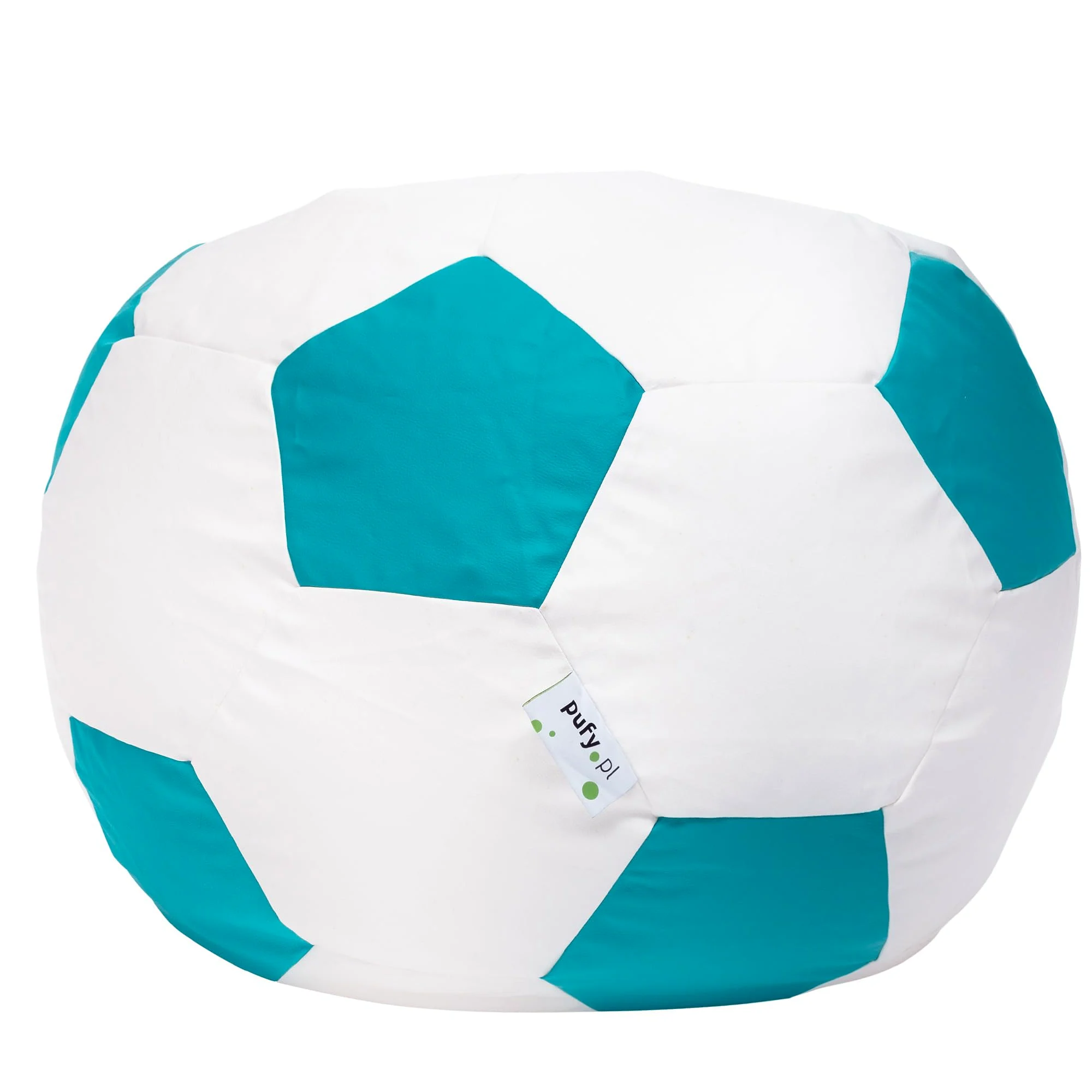 Ecopuf Pouf Calcio XL - Pouf calcio in similpelle - Ideale per tifosi, bambini - soggiorno - Poltrona da gioco - 105x80cm, Turchese E20