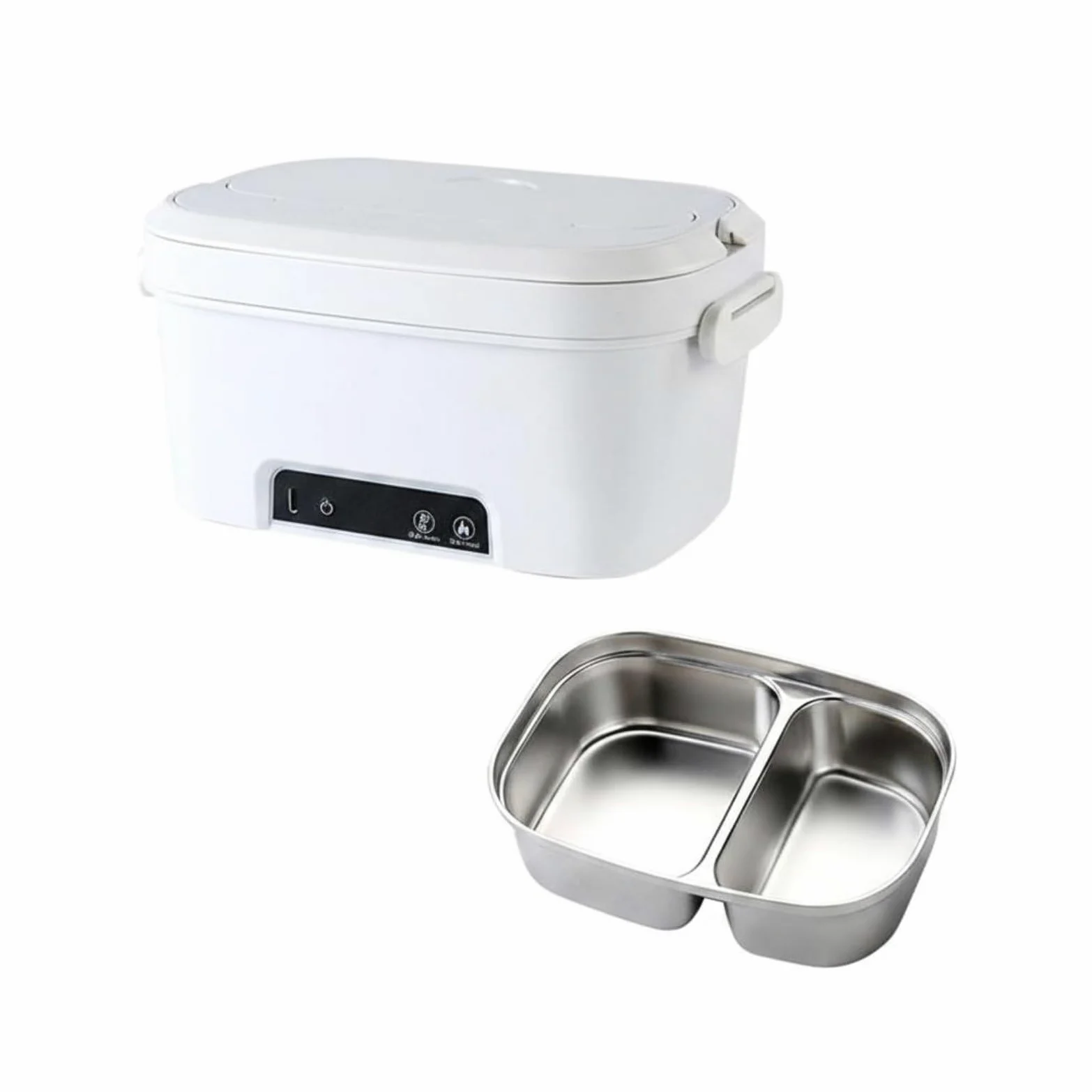 Contenitore Termico Pasti Scaldavivande Elettrico Portatile Pranzo Box Contenitore Riscaldante Lunch Box Cordless Camera Alimenti Alimentare Doppio, Array, Bianco Perla