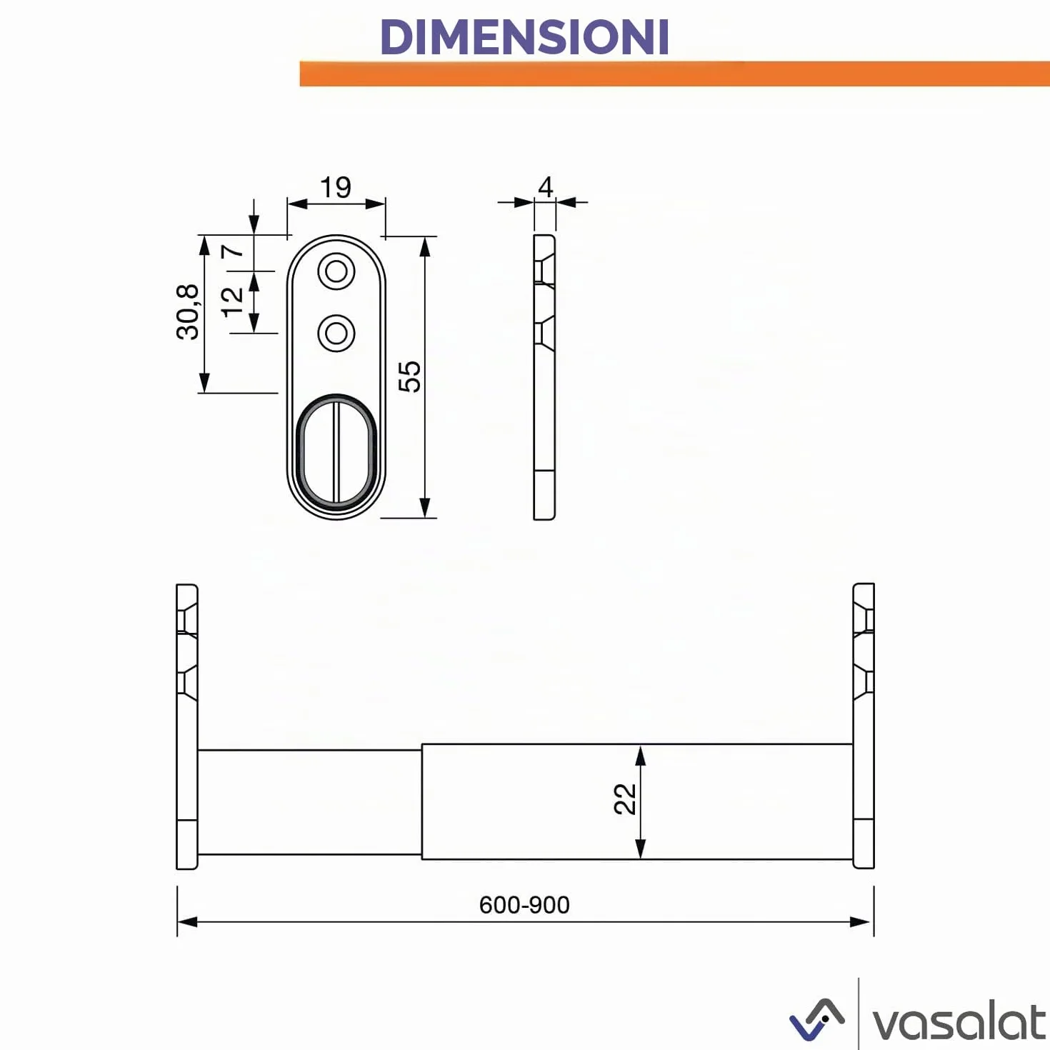 Asta appendiabiti allungabile 60-90 cm portata 20 kg