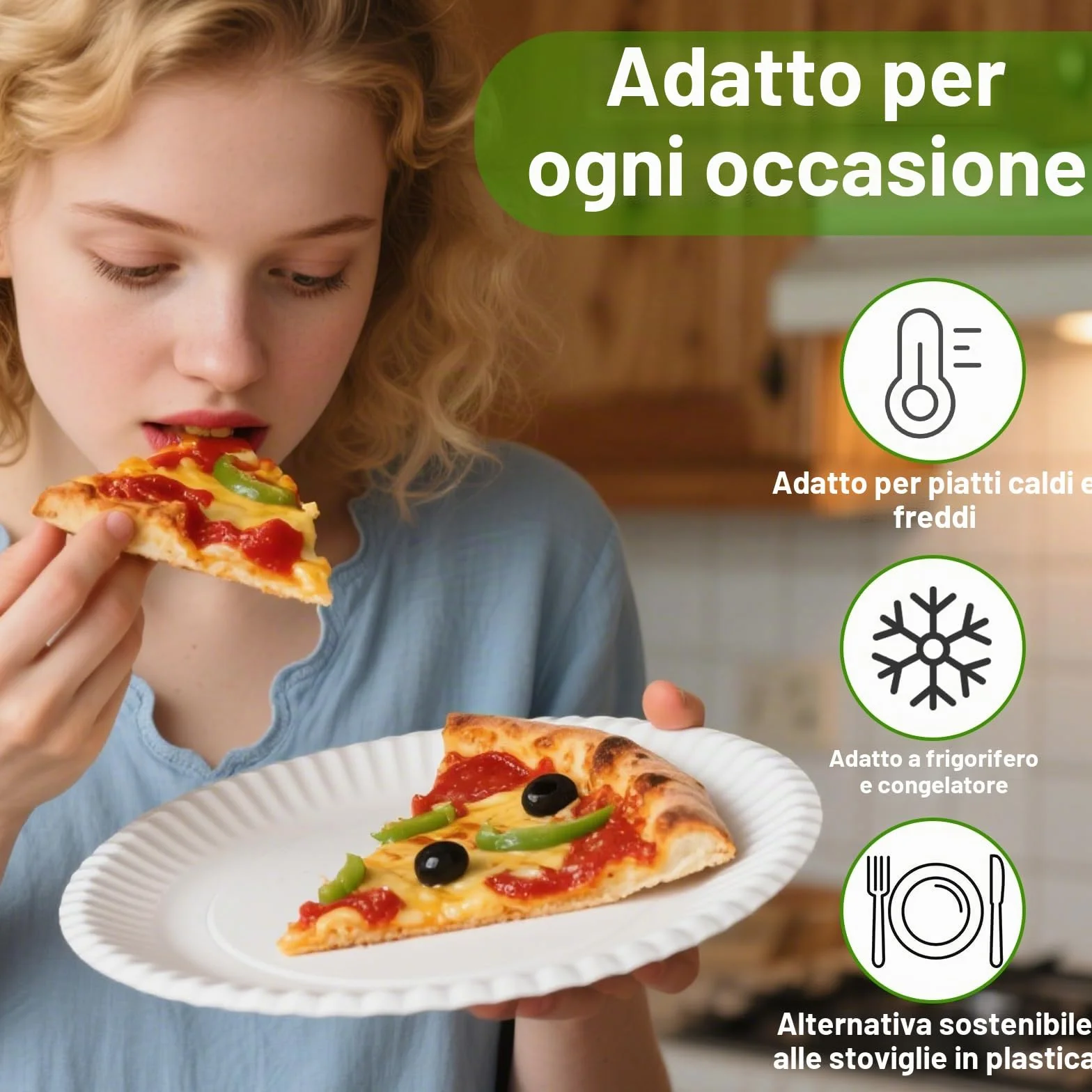 Piatti Carta Bianchi 23 cm – Piatti Piani per Compleanno, Feste, Grigliate – Resistenti ed Eleganti