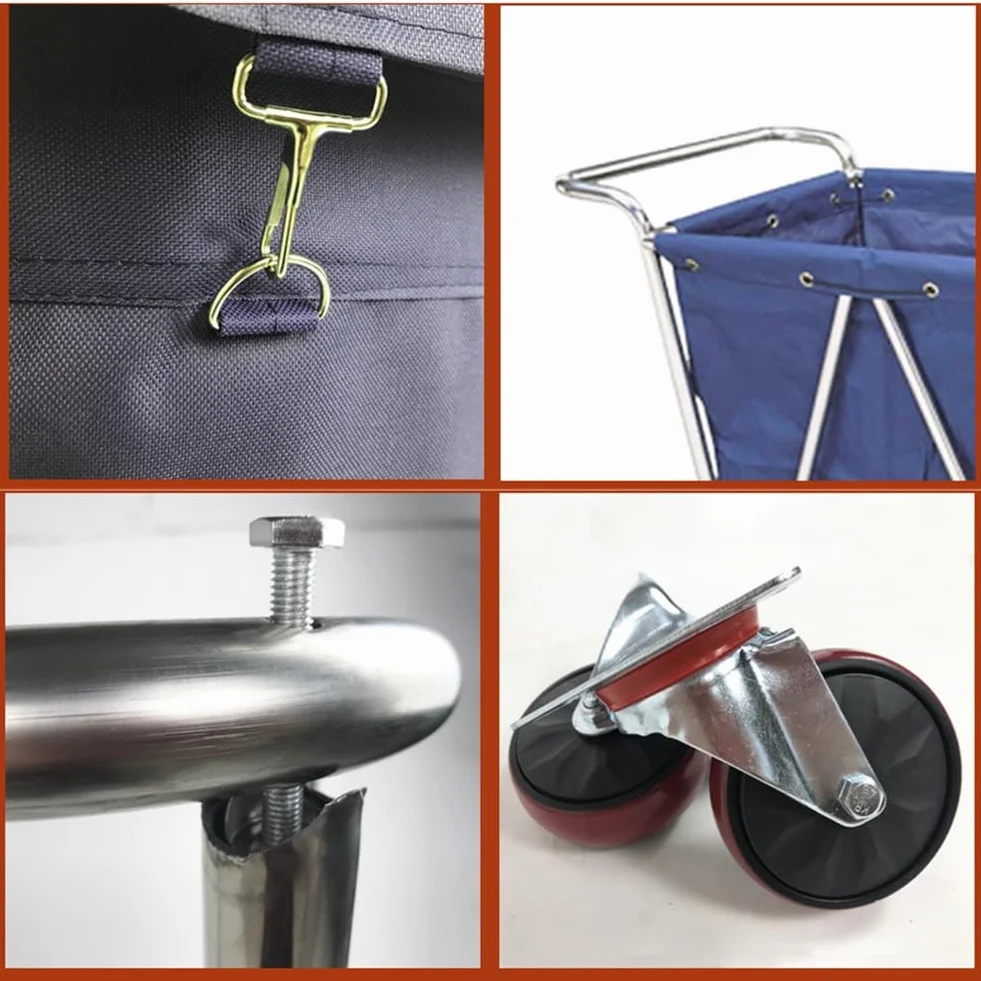 Carrello per Lavanderia, Carrello Per Lavanderia Commerciale Da 1 Confezione Con Ruote, Lavanderia Industriale Con Borsa Oxford Rimovibile E Telaio In Acciaio Per La Casa Di Hotel, Lavanderia
