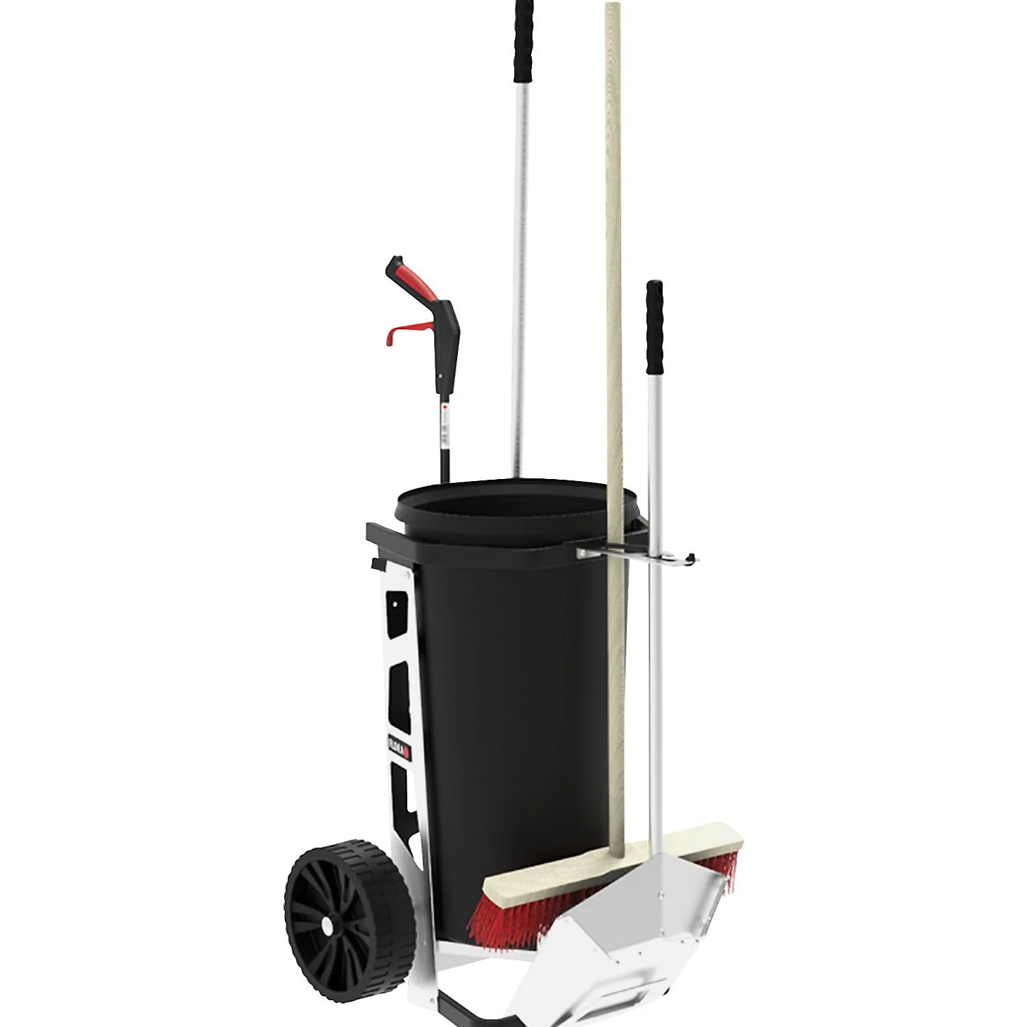 FLORA | Carrello per la raccolta dei rifiuti EASY ARENA | con bidone da 60 l | incl pinza raccoglirifiuti | scopa | pala