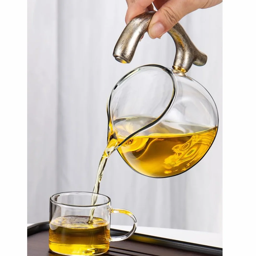 Set di teiera in vetro semi-automatica con infusore, design uccellino, ciotola rotante Lazy Kungfu