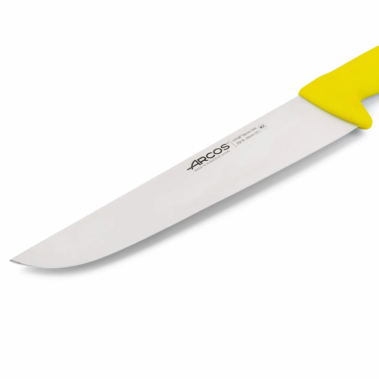 Arcos Coltello da Macellaio con Lama in Acciaio Inossidabile 250 mm – Coltello da Cucina Professionale per Tagliare Carne, Pesce e Verdure – Manico Ergonomico in Poliossimetilene, Giallo, Serie 2900