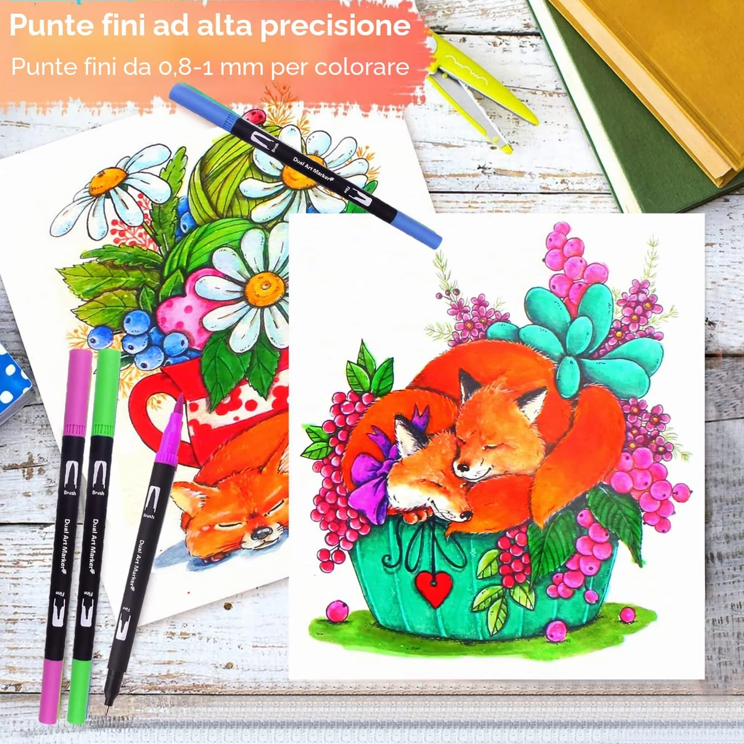 Brush Pen Lettering Pennarelli a Doppia Punta Artistici per Calligrafia