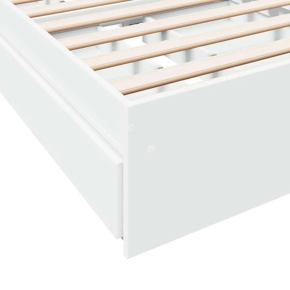 vidaXL Giroletto con Cassetti Bianco 75x190 cm in Legno Multistrato