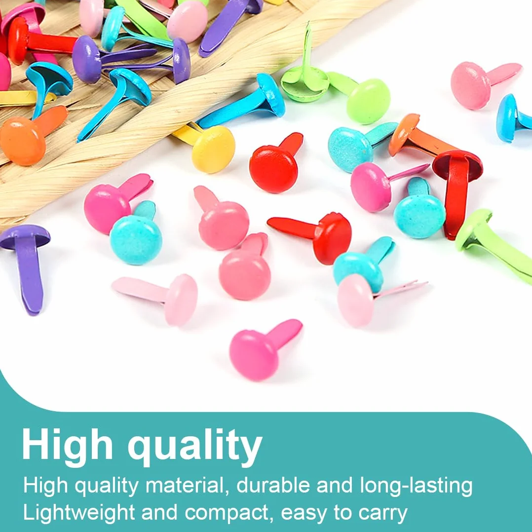 100 Pezzi Fermacampioni Rotondi in Metallo, Piccoli da 8 x 17mm, Mini per Scrapbooking, Carta, Artigianato Fai da Te, Ferma Fogli, Fermacarte, Fermagli Ufficio (Colorati)
