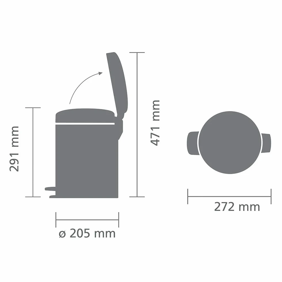 Brabantia Pattumiera con Pedale 5 Litri Argento Inox Lucido