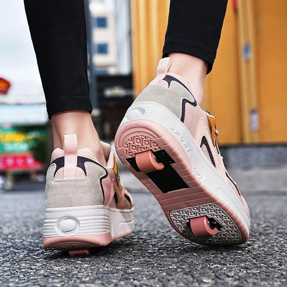 ENEN Scarpe con Rotelle Bambina Sportive da Skateboard 2 Ruote Sneakers Outdoor Multisport Pattini