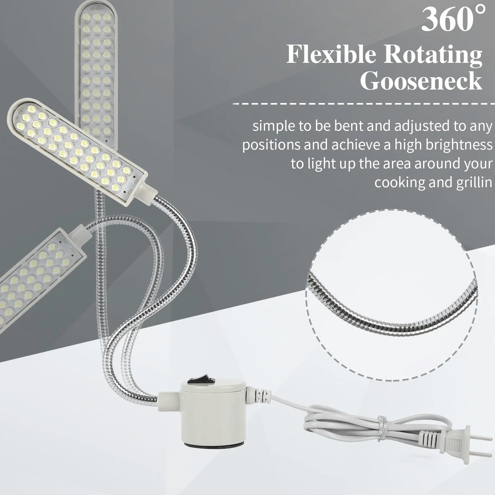 4 luci per macchina da cucire con 30 LED, multifunzionale, 3 W, braccio magnetico a collo di cigno con base, per tornio, trapano, banco da lavoro