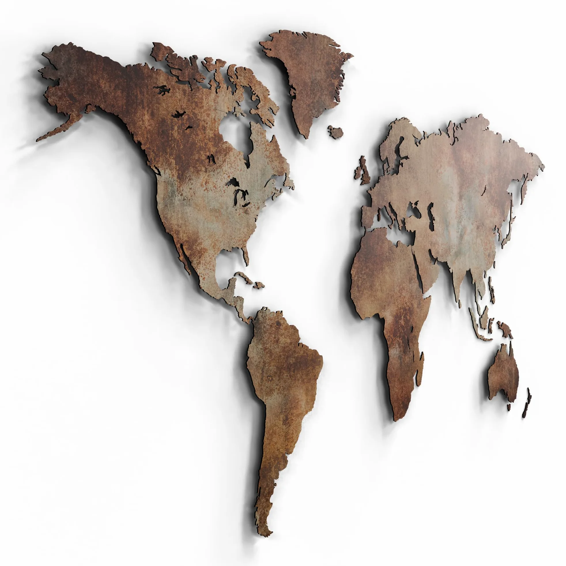 Giallobus - MAPPA DEL MONDO - DECORAZIONE DA PARETE IN LEGNO MDF (MDF metal effetto ruggine, 130L x 72l cm)
