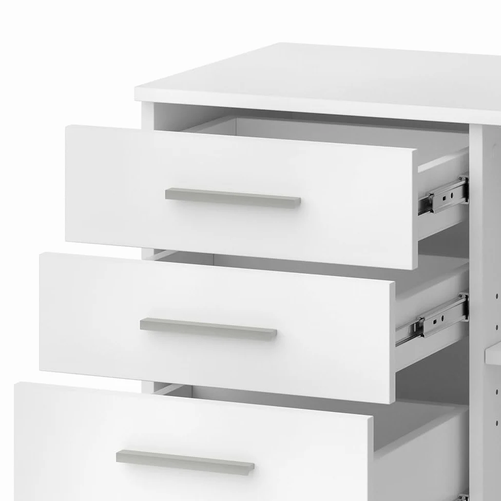 Vicco Piedistalli mobili Delf, Bianco, 40 x 80 cm con 3 cassetti, utilizzabile in modo flessibile con ruote per un facile cambio di posizione