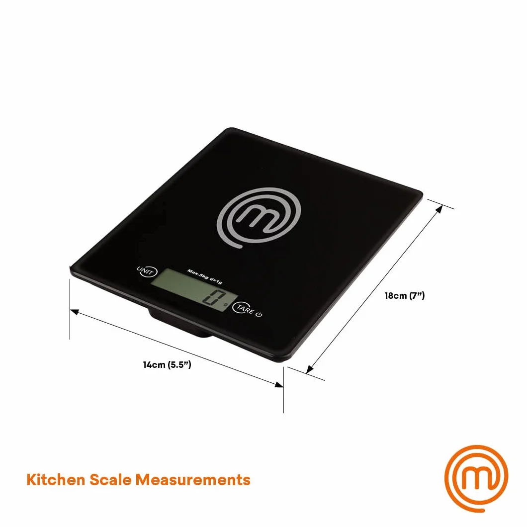 MasterChef Bilancia Cucina Digitale Professionale 5 kg Vetro Tare Spegnimento Automatico Nera