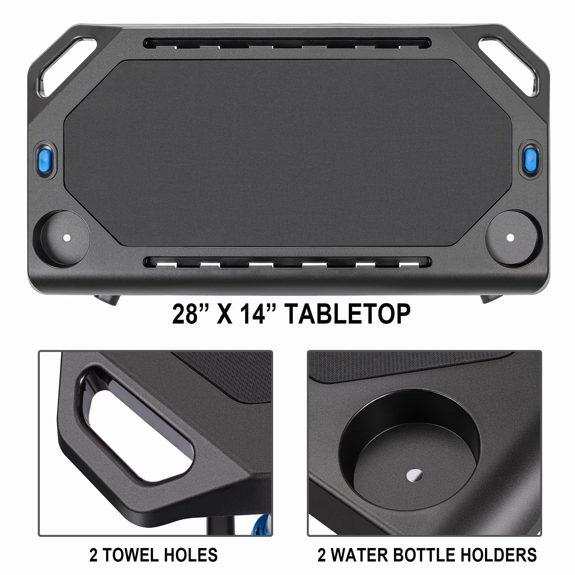 CXWXC Scrivania da allenamento per interni, supporto per computer regolabile in altezza con superficie antiscivolo, tavolo portatile per allenamento da bicicletta, tavolo fitness con ruote bloccabili