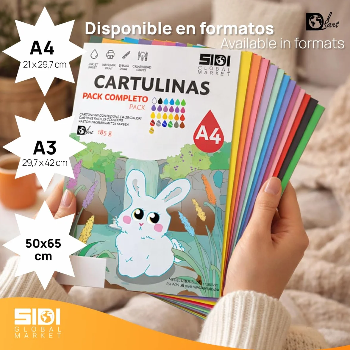 Sidi Cartoncino A4 Pastello 185 g - 125 Fogli per Scuola e Lavoretti Creativi