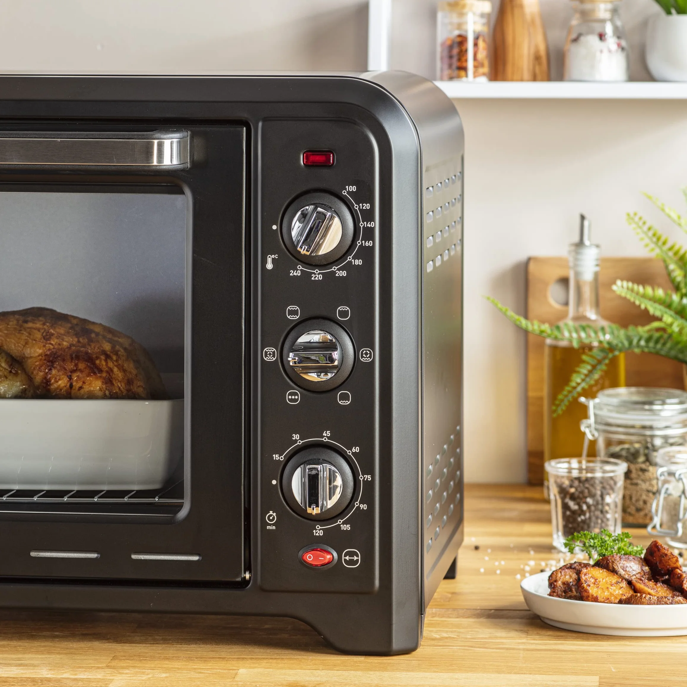 Moulinex OX4858 Optimo Forno Elettrico Ventilato 39 Litri 2000 W 240°C Forno Pizza Carne Pesce Dolci Girarrosto 7 Modalità