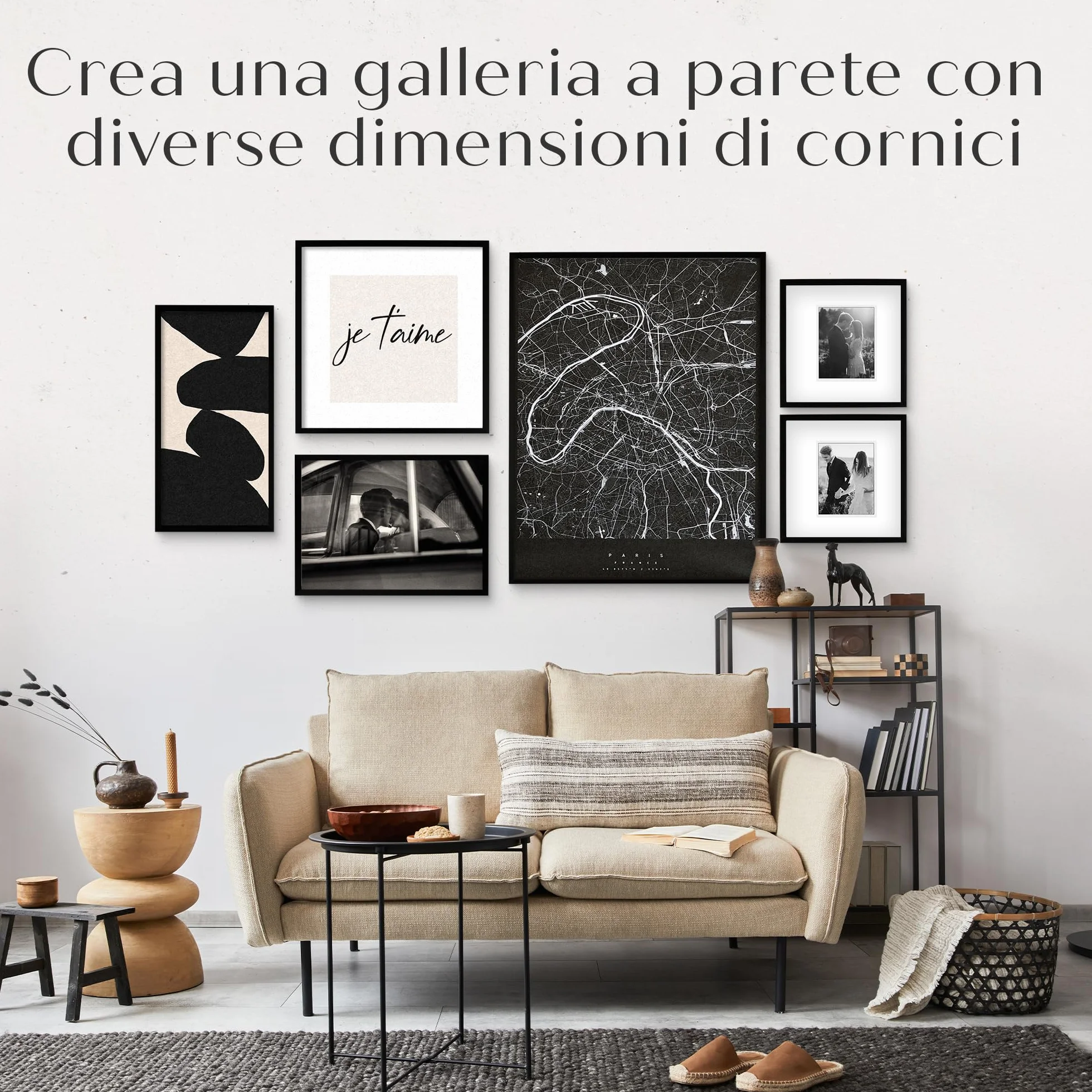 Cornice per foto 32x45 cm nera -Vetro acrilico infrangibile - Cornice da parete in plastica resistente per foto, poster, puzzle e certificati - Prodotta in Europa - Nancy