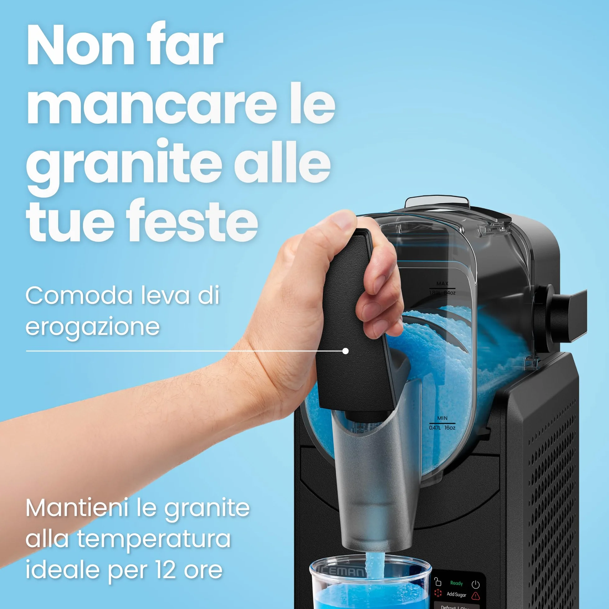Iceman Macchina per Granita 1,89L 5 Preset Touch Nera