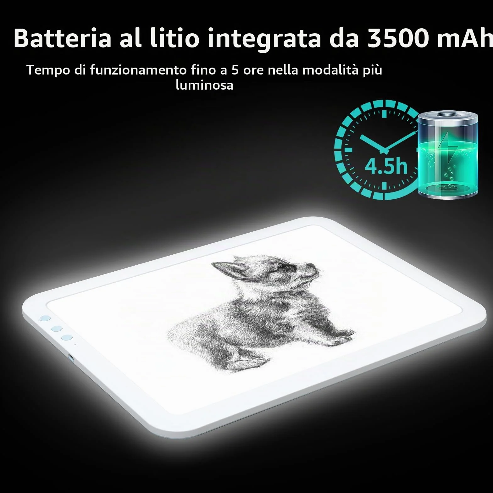 TOHETO A4 Super luminoso Ricaricabile Lavagna Luminosa per Disegnare Alimentato da batteria al litio 3500mAh per Weeding Vinyl Tool, Portatile Tracing Light Pad Board per Pittura Diamante