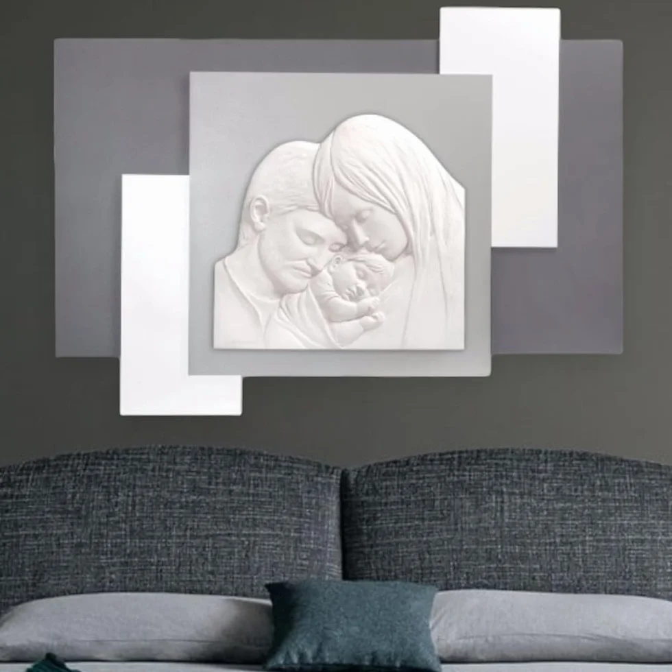 MAZZOLA LUCE Capezzale capoletto Sacra Famiglia marmo grigio bianco Made in Italy