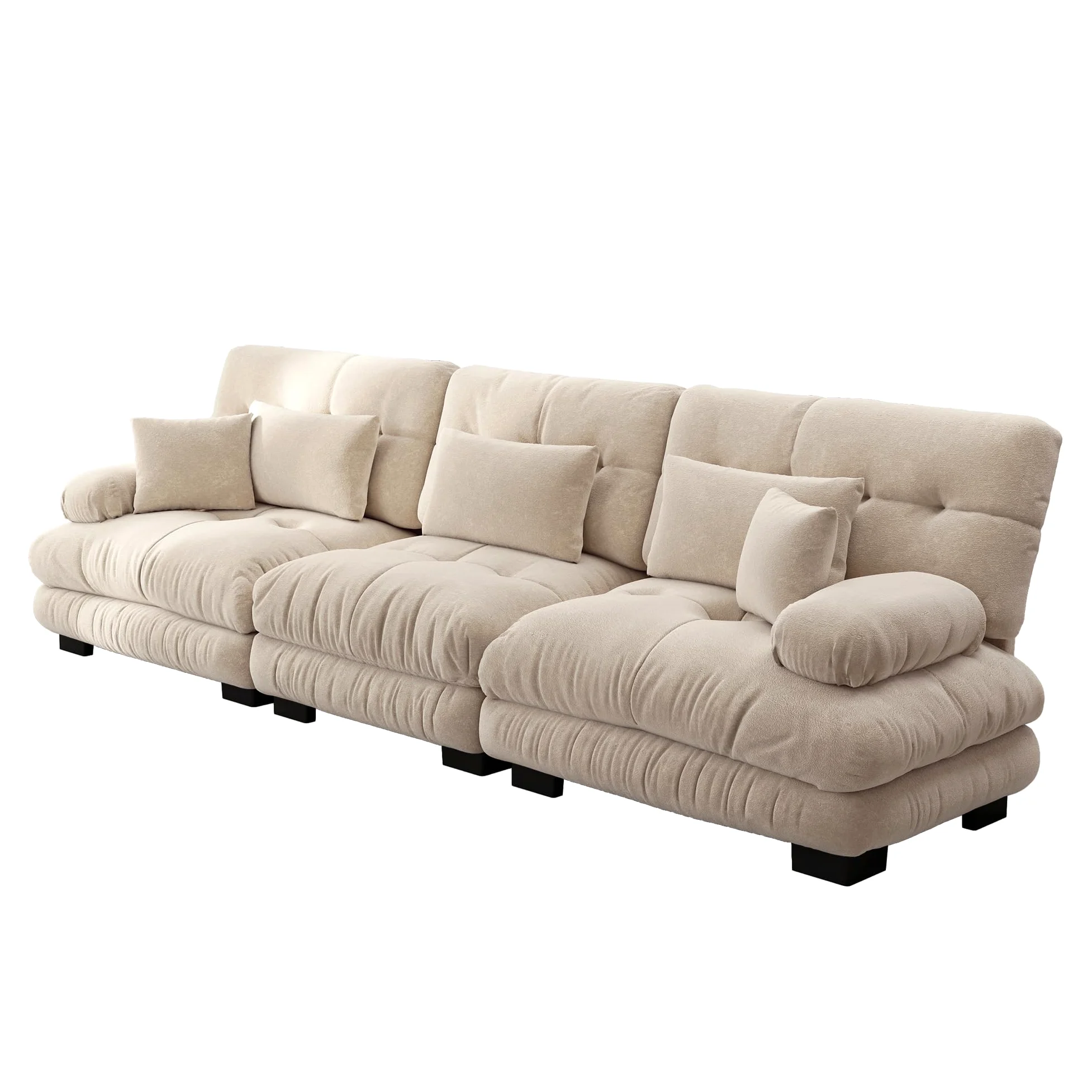 Divano angolare modulare a 3 posti in ciniglia divano letto imbottito confortevole per soggiorno, appartamento studio, ufficio ciniglia marrone chiaro
