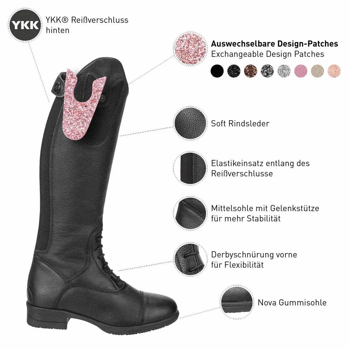 SUEDWIND FOOTWEAR Stivali da equitazione per bambini NOVA KIDS FUN LEATHER vera pelle suola comoda YKK