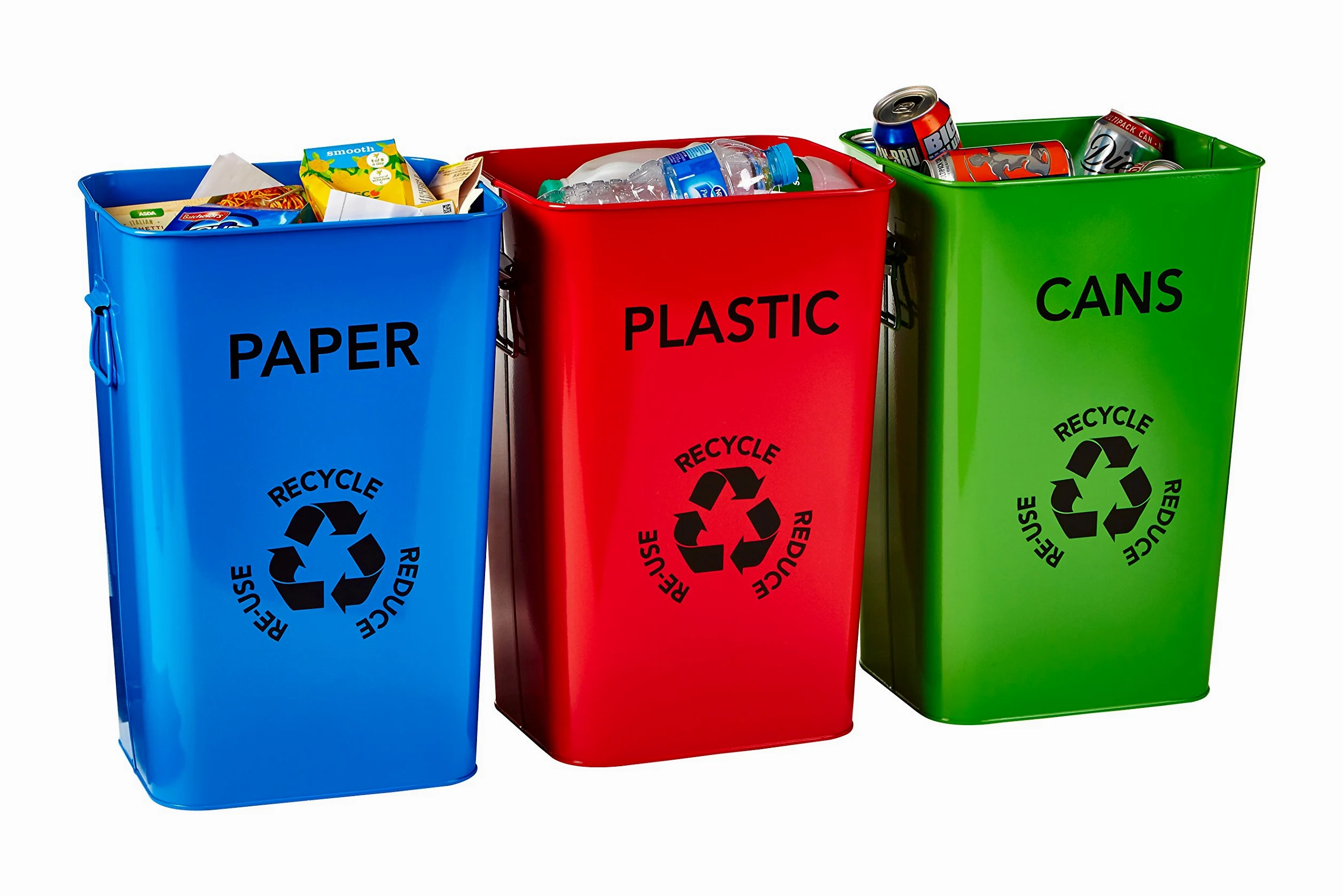 Premier Housewares - Cestini in plastica, Carta e lattine con Logo, Multicolore, Set da 3