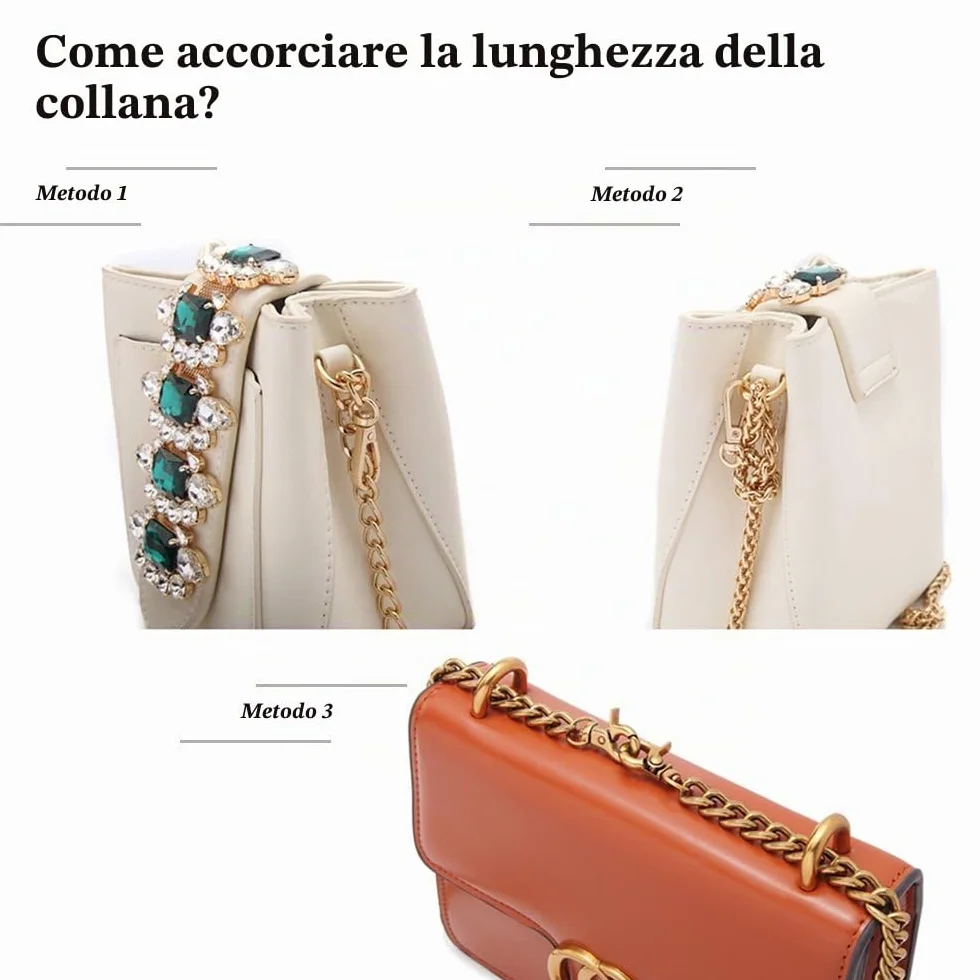 Swpeet Set di 3 Catene Piatte di Ricambio in Metallo Lucido 119,2 cm per Borse a Tracolla Fai da Te, Borse a Mano (Oro, Argento, Nero)