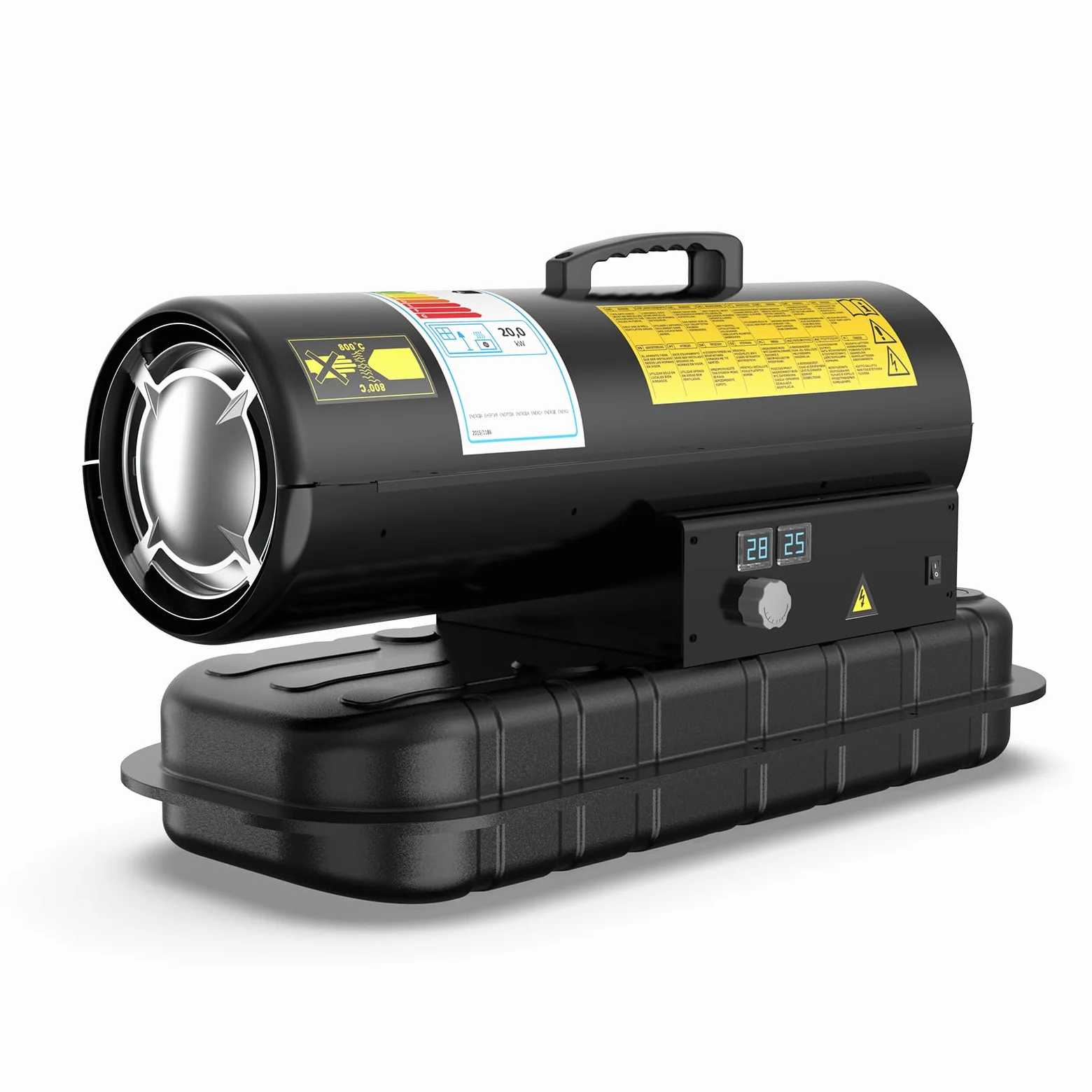 Riscaldatore Diesel 20 kW - Termoventilatore Industriale | Portata 550 m³/h - Termostato Regolabile & Indicatore Livello Gasolio - Per Officine, Cantieri, Uso Agricolo