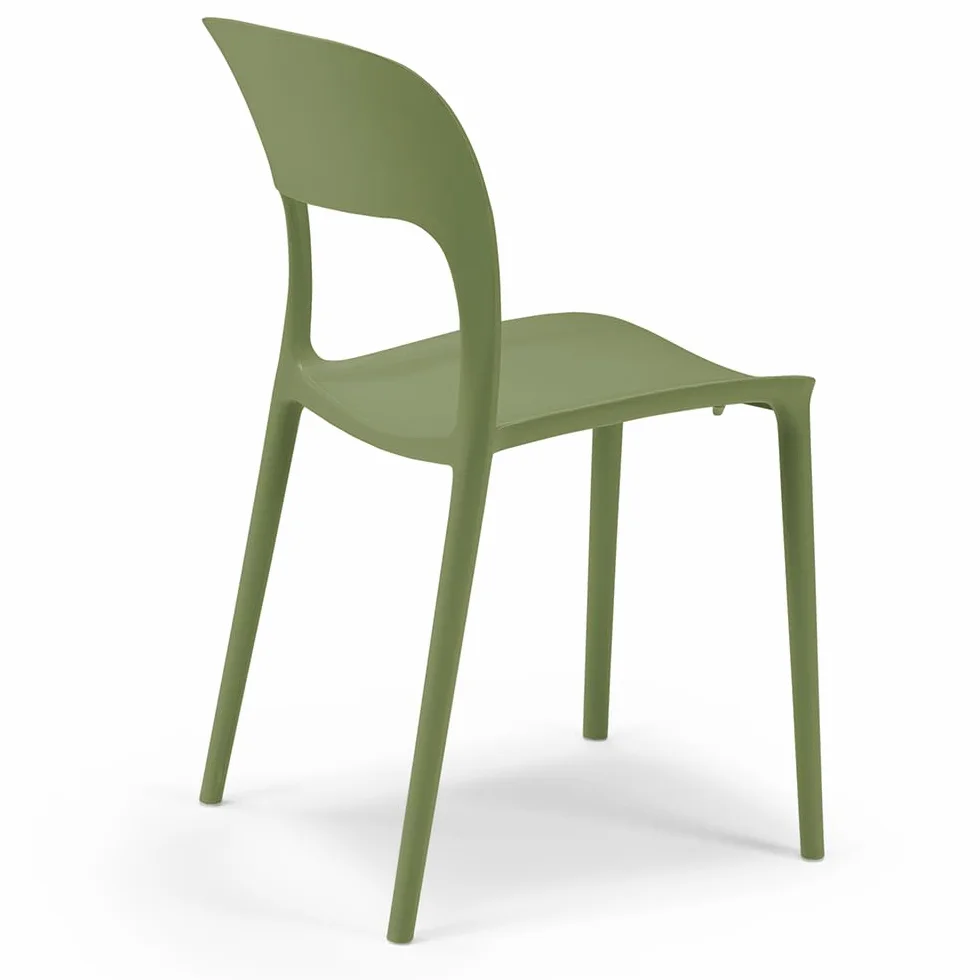 REDÒKASA Set 4 sedie in polipropilene KATE, impilabile, resistente ai raggi UV, design moderno, ideale per sala da pranzo, cucina, sala d’attesa, bar, ristoranti o da esterno (4, Verde Oliva)