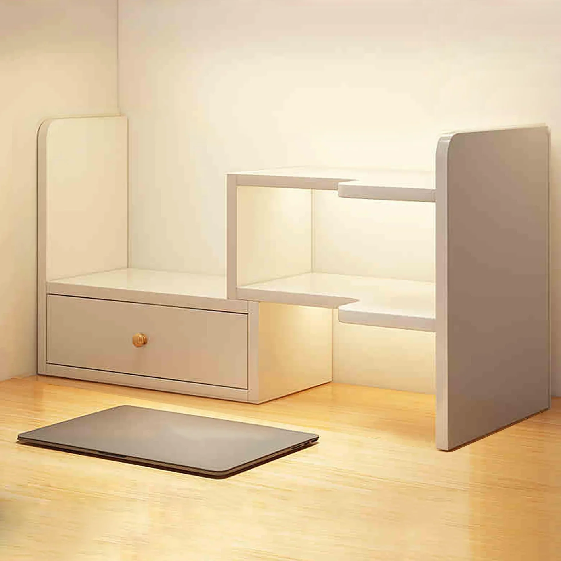 Scaffale da scrivania e da ufficio, in legno, organizer da scrivania per casa, dormitorio, ufficio, mensola superiore compatta per computer, salvaspazio, 31 x 22 x 32 cm