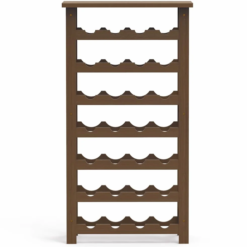 BAKAJI Cantinetta Portavino in Legno Bambù con 28 Scomparti per Vino Champagne, Portabottiglie da Terra, Cantina per Angolo Bar, Salotto, Cucina, Bistrot, Ristorante, 47 x 29 x 93.5 cm (Noce)