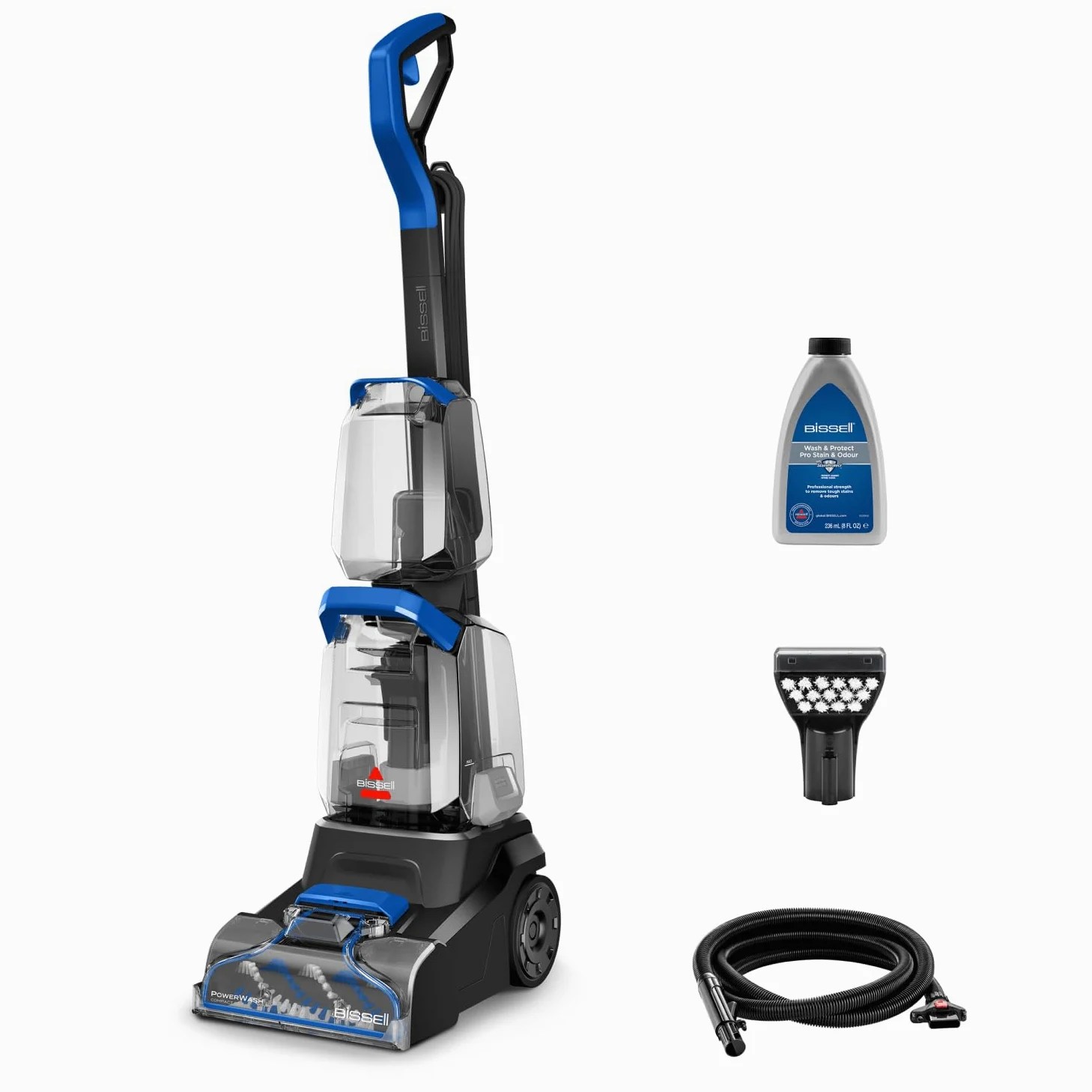 BISSELL PowerWash Compact Pet, Lavatappeti e Lava tappezzeria, Compatto per Macchie di Animali e Odori, Pulitore Multisuperficie, Tubo e Accessori Rimovibili, 600W, Portatile, con Cavo, 4058N