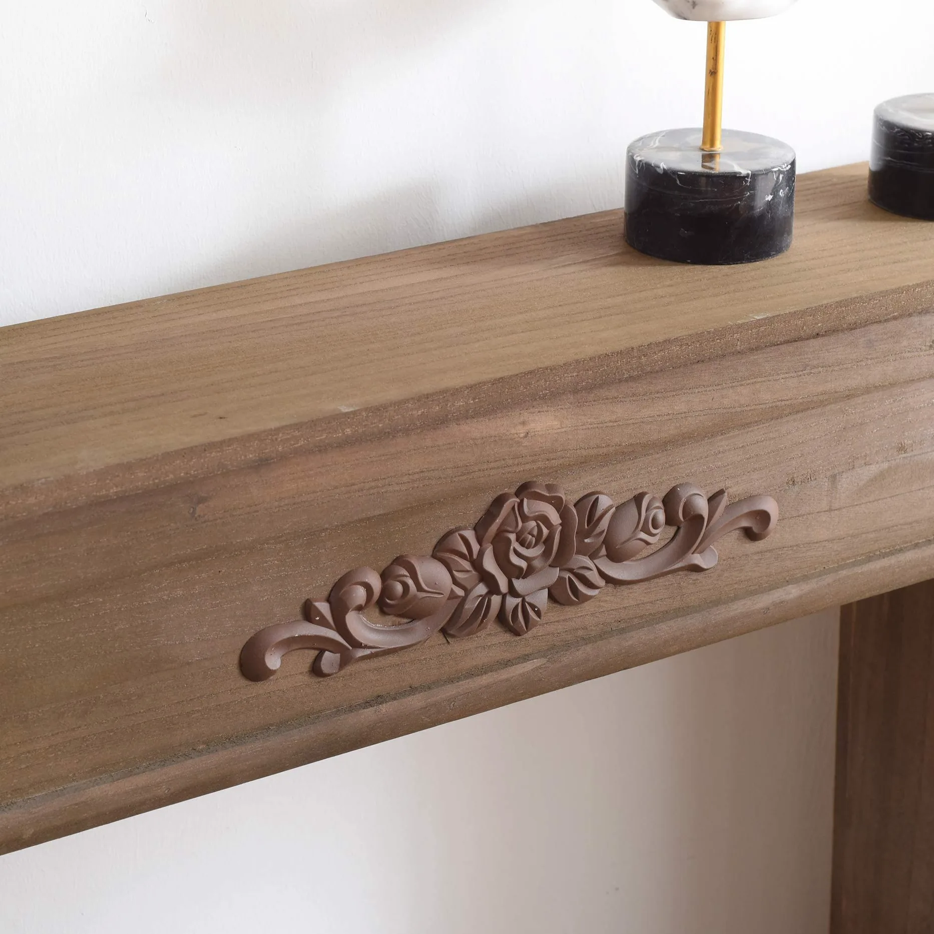 Rebecca Mobili Cornice Decorativa Marrone, Cornice Camino Shabby, per Salone - Misure 100 x 105 x 21 cm (HxLxP) - Art. RE4862