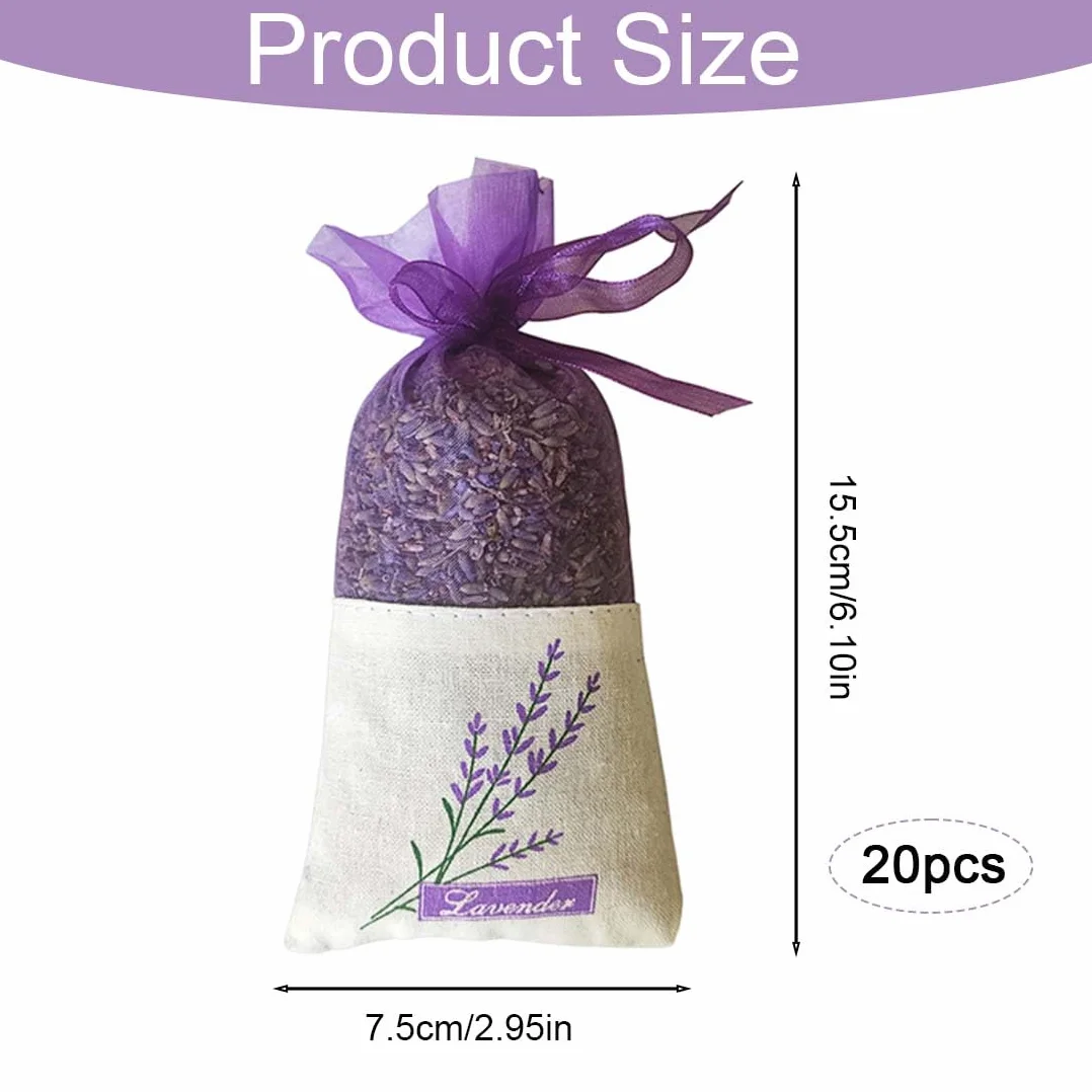 20 Pezzi Sacchetti per Lavanda, Sacchettini per Lavanda Vuoti con Nastri di Filato, Sacchetti Organza Grandi Profumati Lavanda Vuoti Cotone, per Lavanda, Spezie ed Er