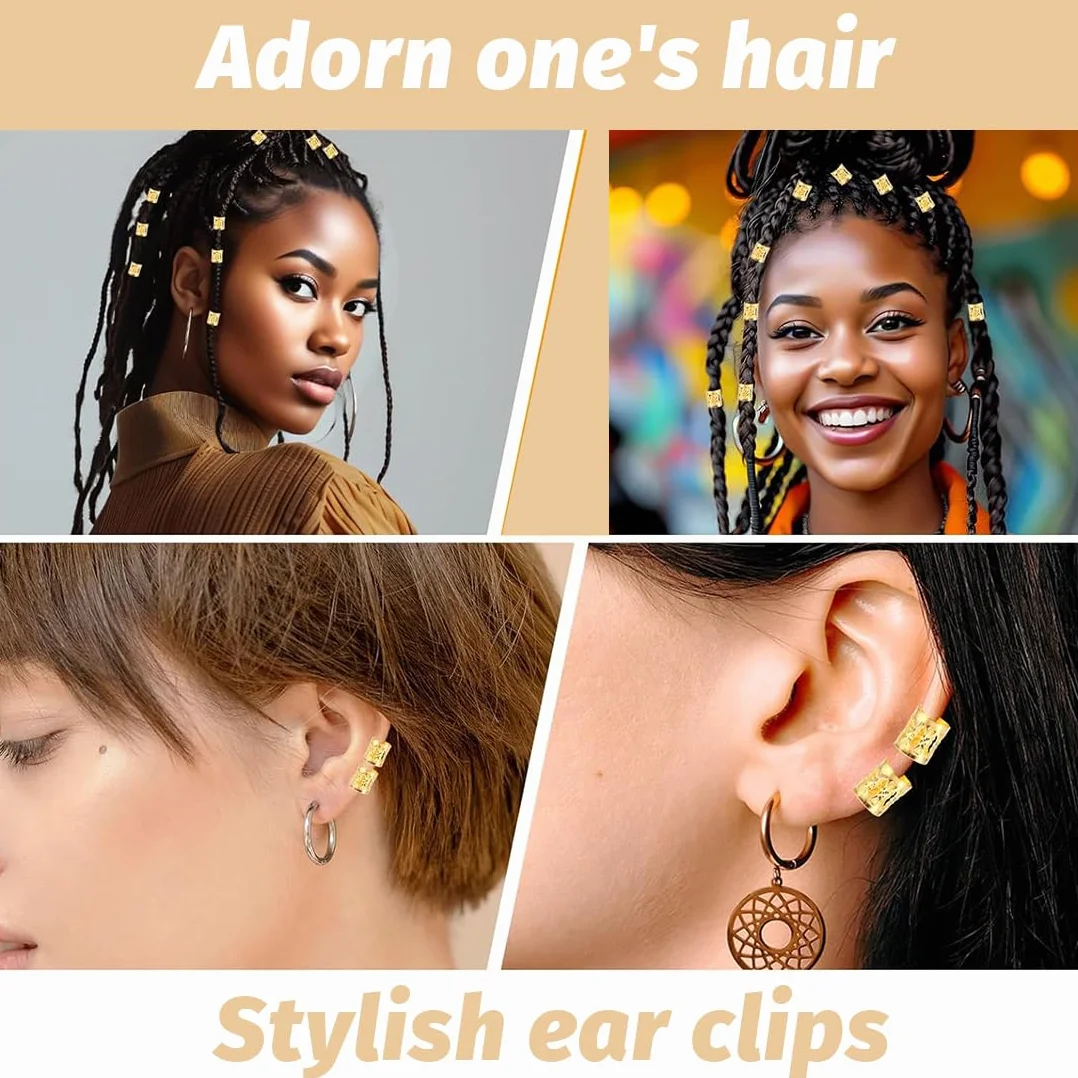 BAUCH Anellini Metallici Oro per Dreadlocks, Accessori Capelli Vichinghi e Pirati, Spirali Regolabili 40 Pezzi