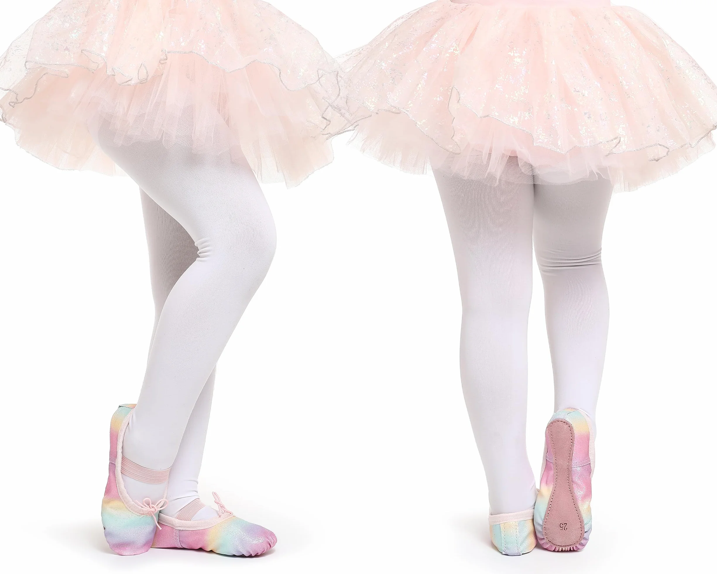 Ballerina Scarpe da Ballo Danza Classica Bambina Glitterate Suola Intera