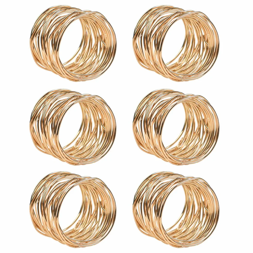 Portatovaglioli 6pcs Anelli di tovagliolo di Metallo Dorato, Anello da Tavolo 4.2 * 3.6cm, per Matrimonio Banchetto Cena Decorazione da Tavola per Feste d'Oro (6 Pezzi)