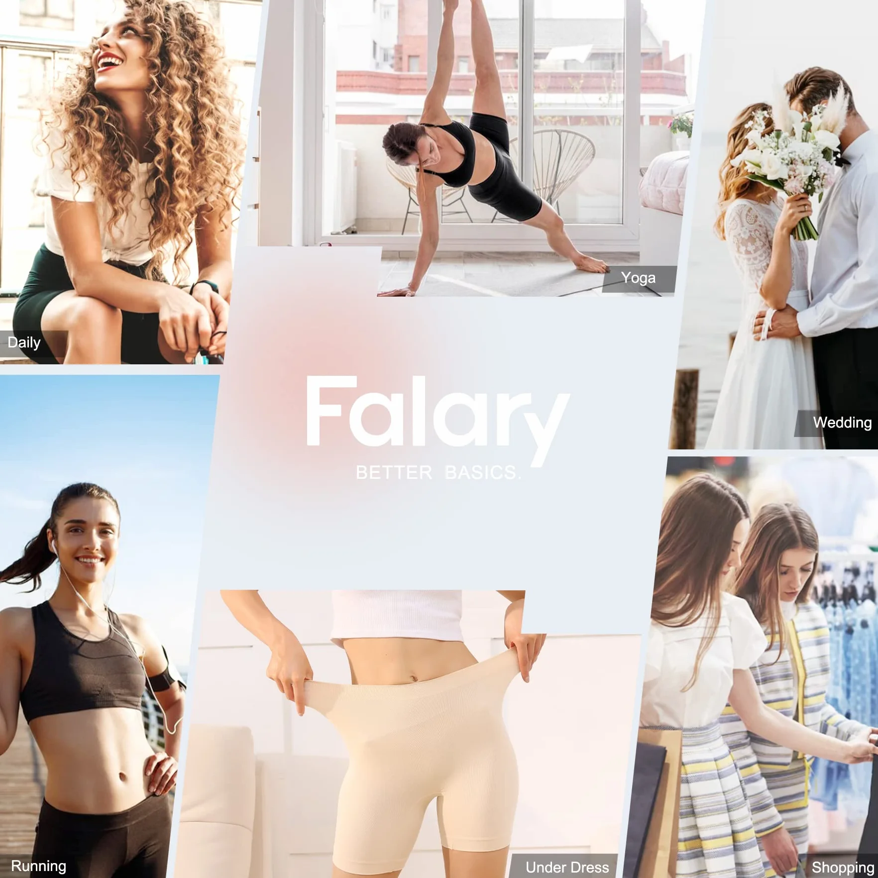 FALARY Pantaloncini Sottogonna Donna Boxer Leggings Corti Mutande Vita Alta Antisfregamento 3 Pezzi Nero Bianco Beige