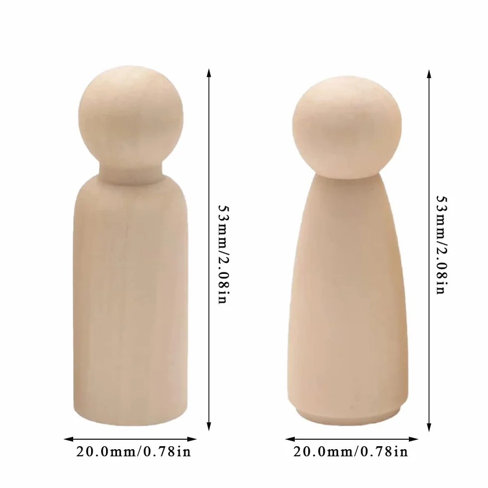Figure in Legno da Dipingere 30 Pezzi Bambola in Legno da 65 mm Peg Dolls Legno Non Finite Bambole Piolo di Legno Vuoti Persone in Legno Corpi per Fai da Te Decora,Femmina e Maschio