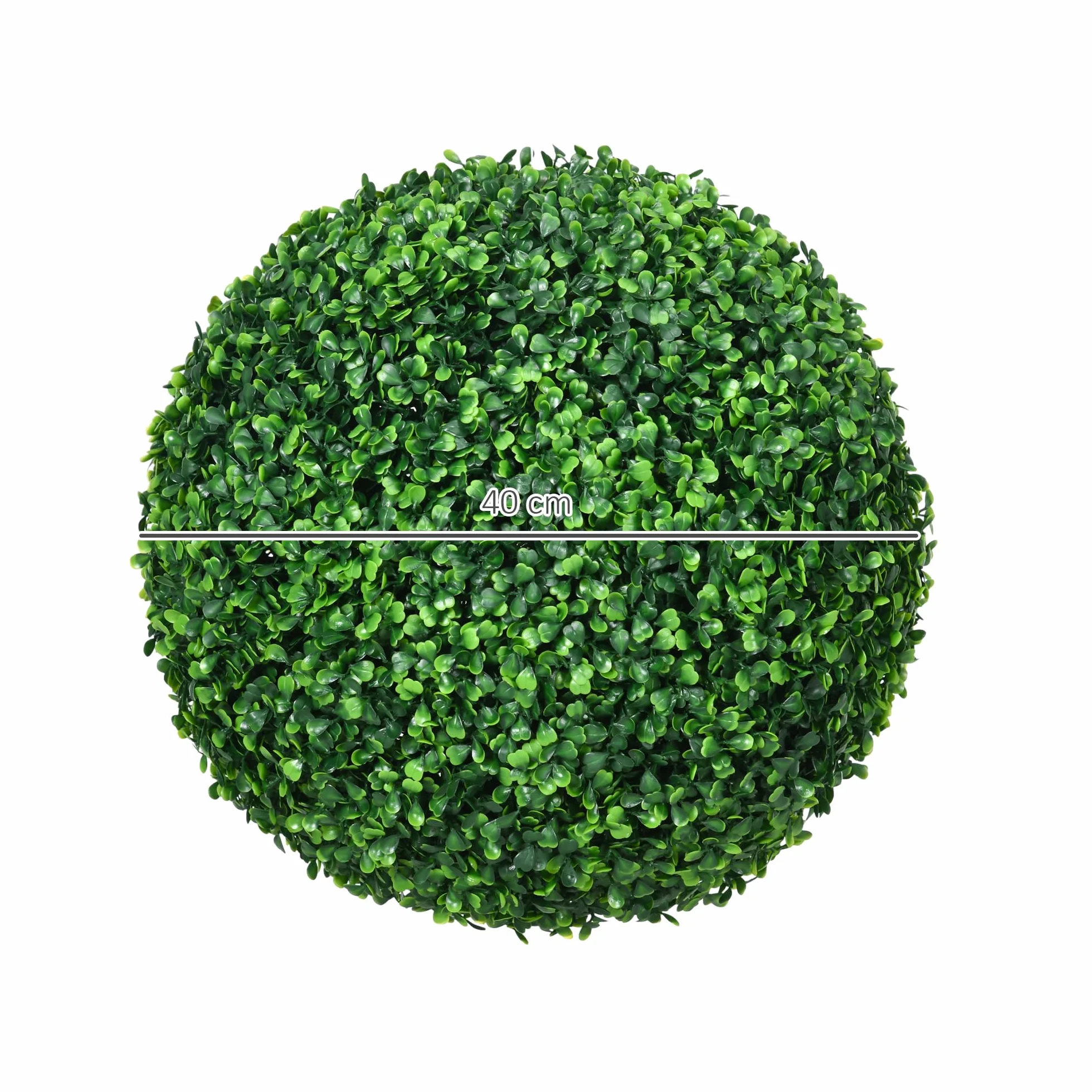 HOMCOM Set di 2 Piante Finte Sfera di Bosso Ø40cm, Piante Artificiali Decorative da Interno ed Esterno, Giardino, Ufficio, Soggiorno, Verde